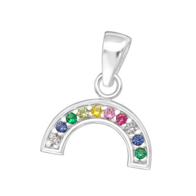 Sterling silver rainbow stone necklace