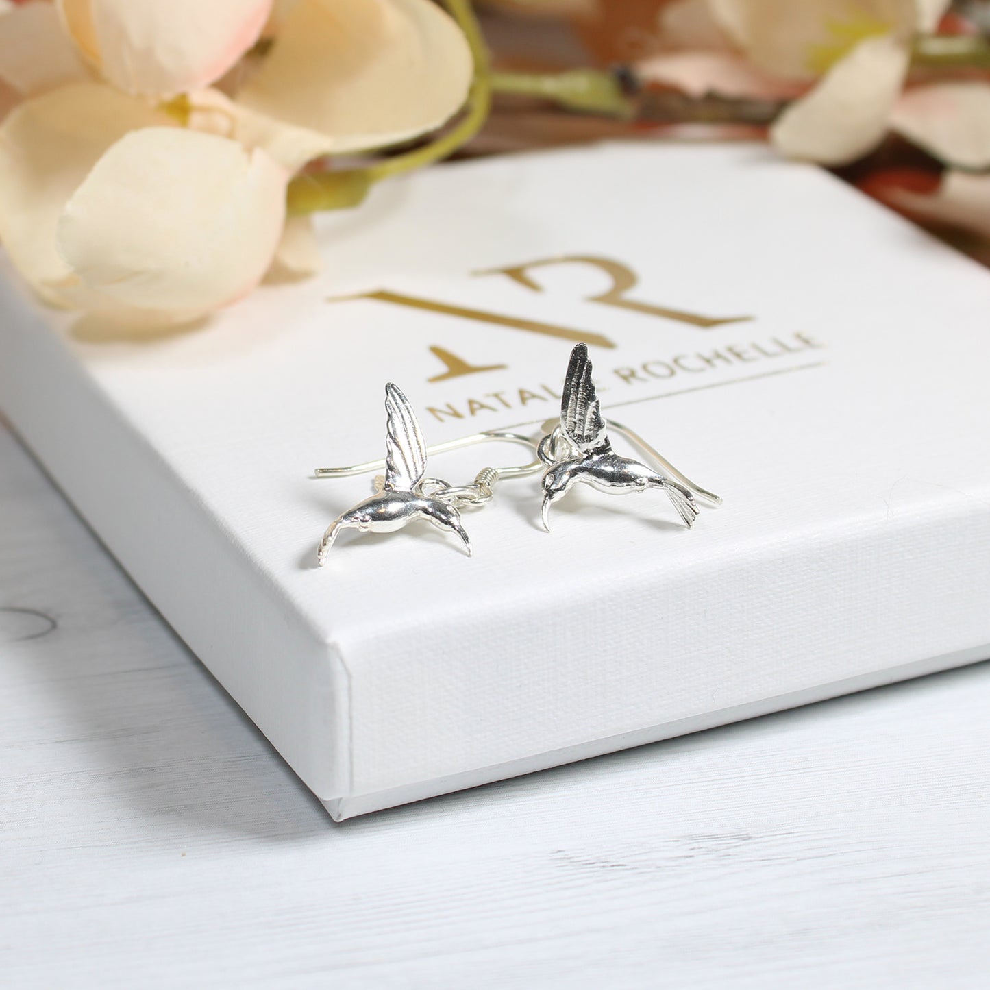 Sterling Silver Humming Bird Hook Earrings