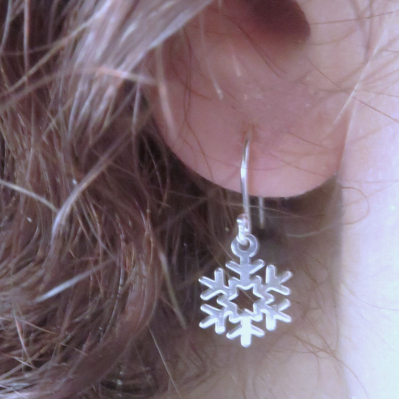 Laser cut Sterling Silver Snowflake Earrings