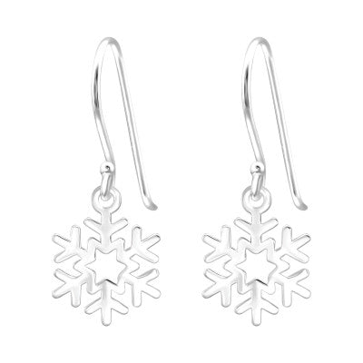 Laser cut Sterling Silver Snowflake Earrings