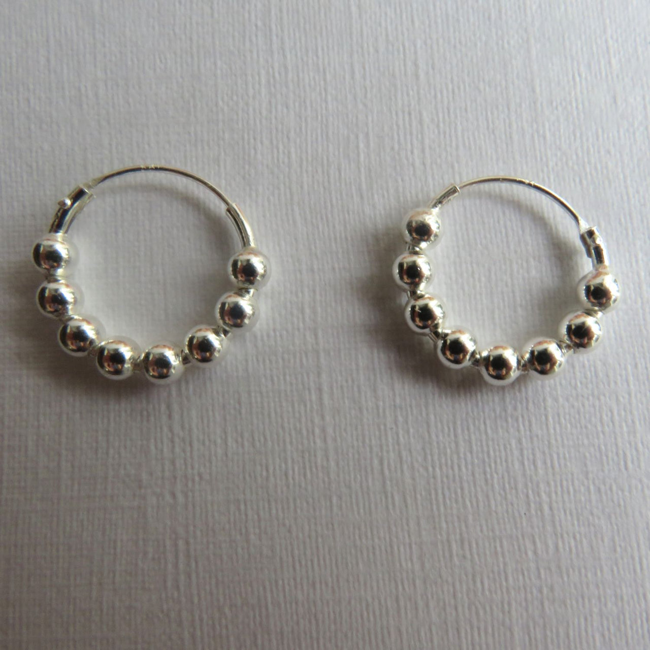 14mm Sterling Silver mini bali ball hoop earrings
