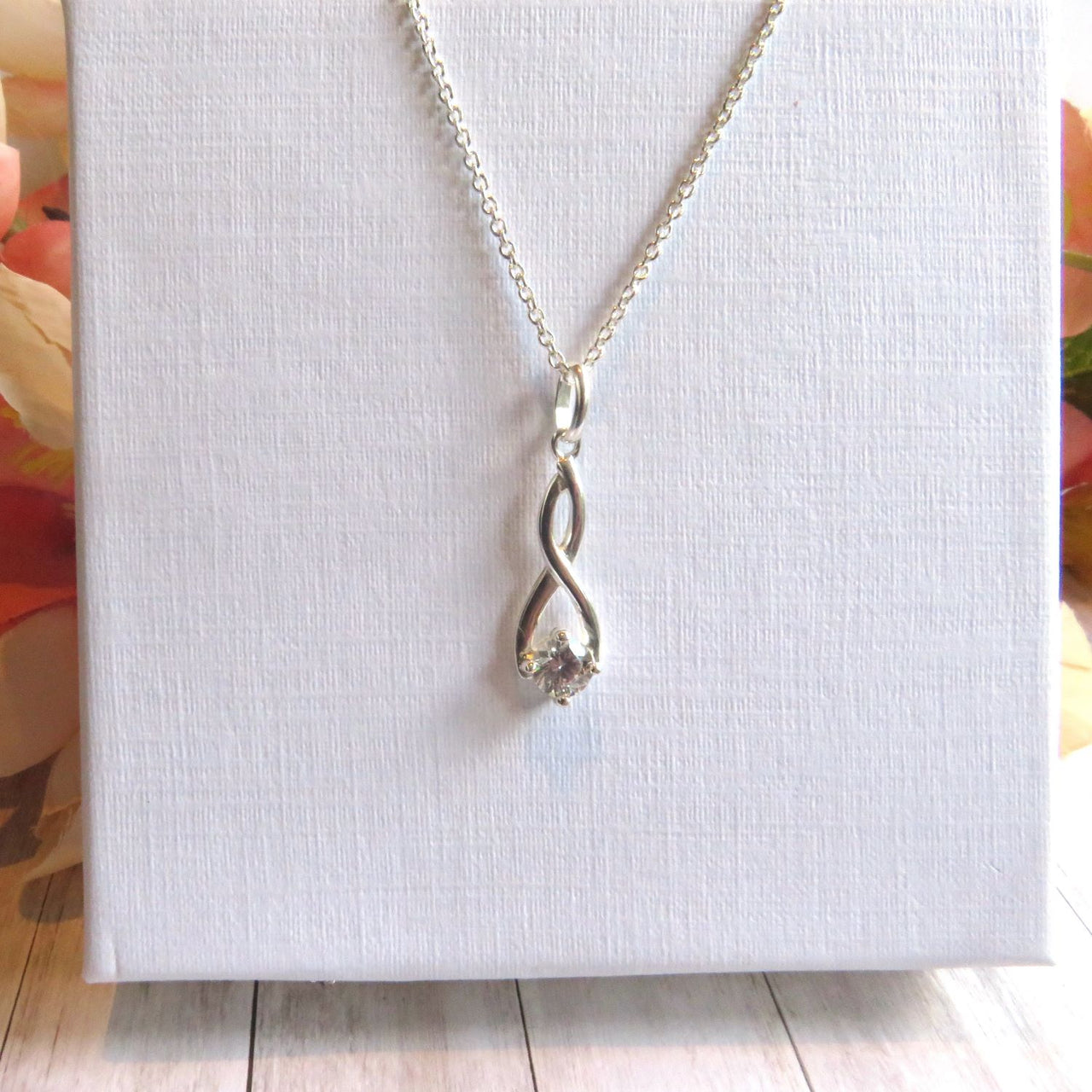 Sterling Silver Entwined Infinity  Necklace