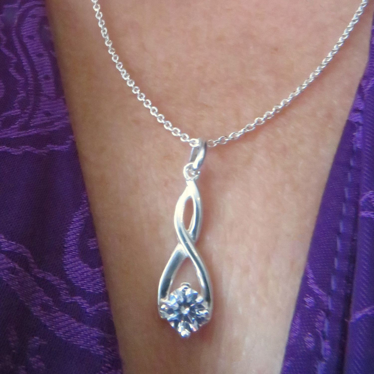 Sterling Silver Entwined Infinity  Necklace