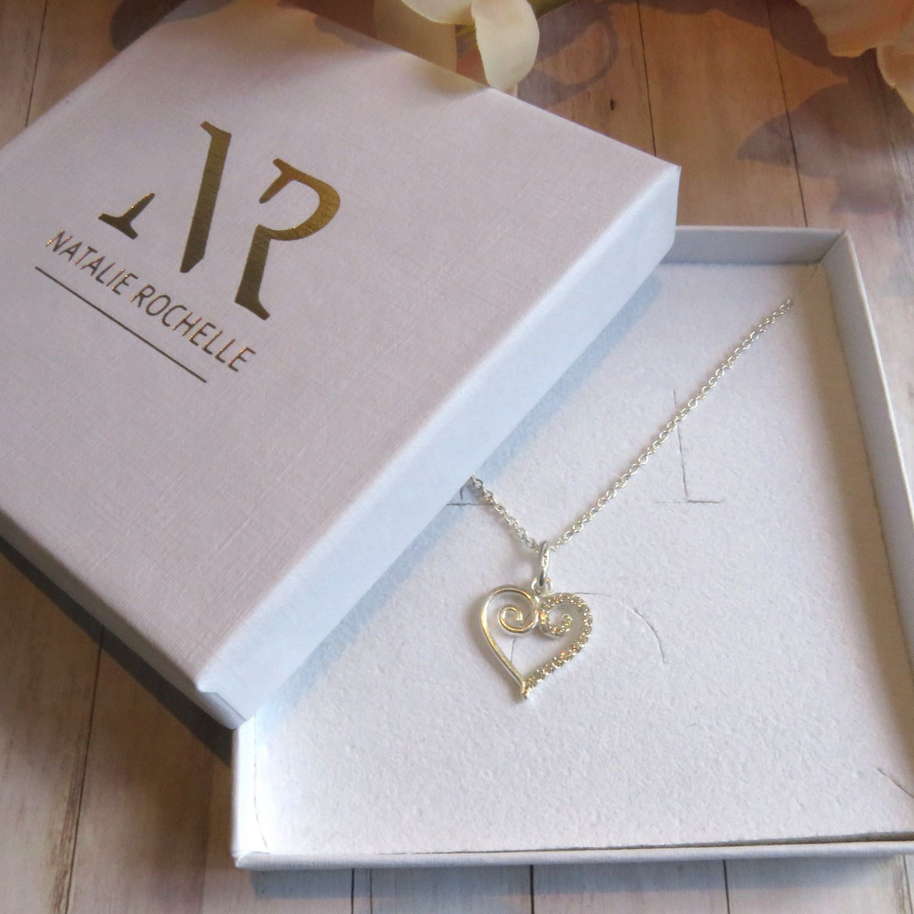 Sterling Silver heart Cubic Zirconia Necklace