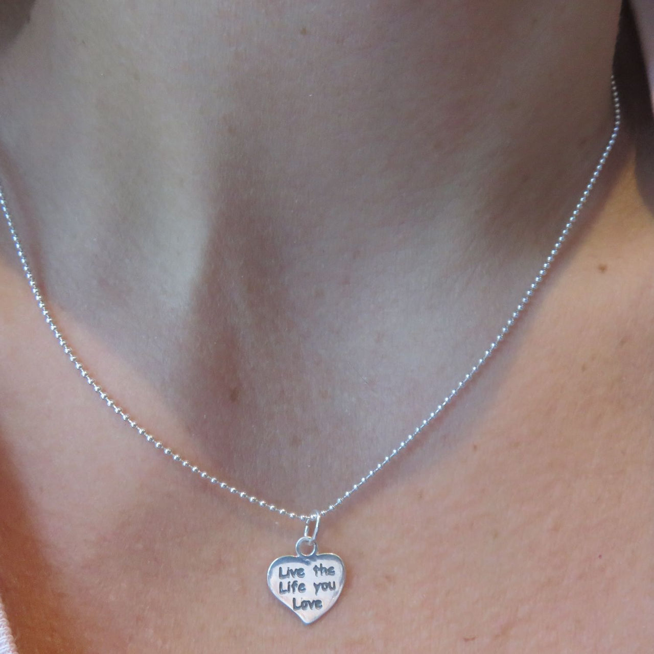 Sterling Silver 925 ‘Live the Life you Love’ heart Necklace