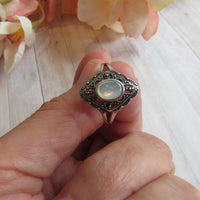 Thumbnail for Antique-Look Art Deco Style Sterling Silver 925 Diamond Shape Ring