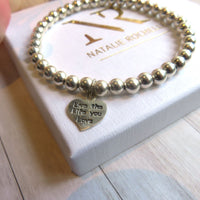 Thumbnail for ‘Live the Life you Love’ engraved heart charm Stacking bracelet