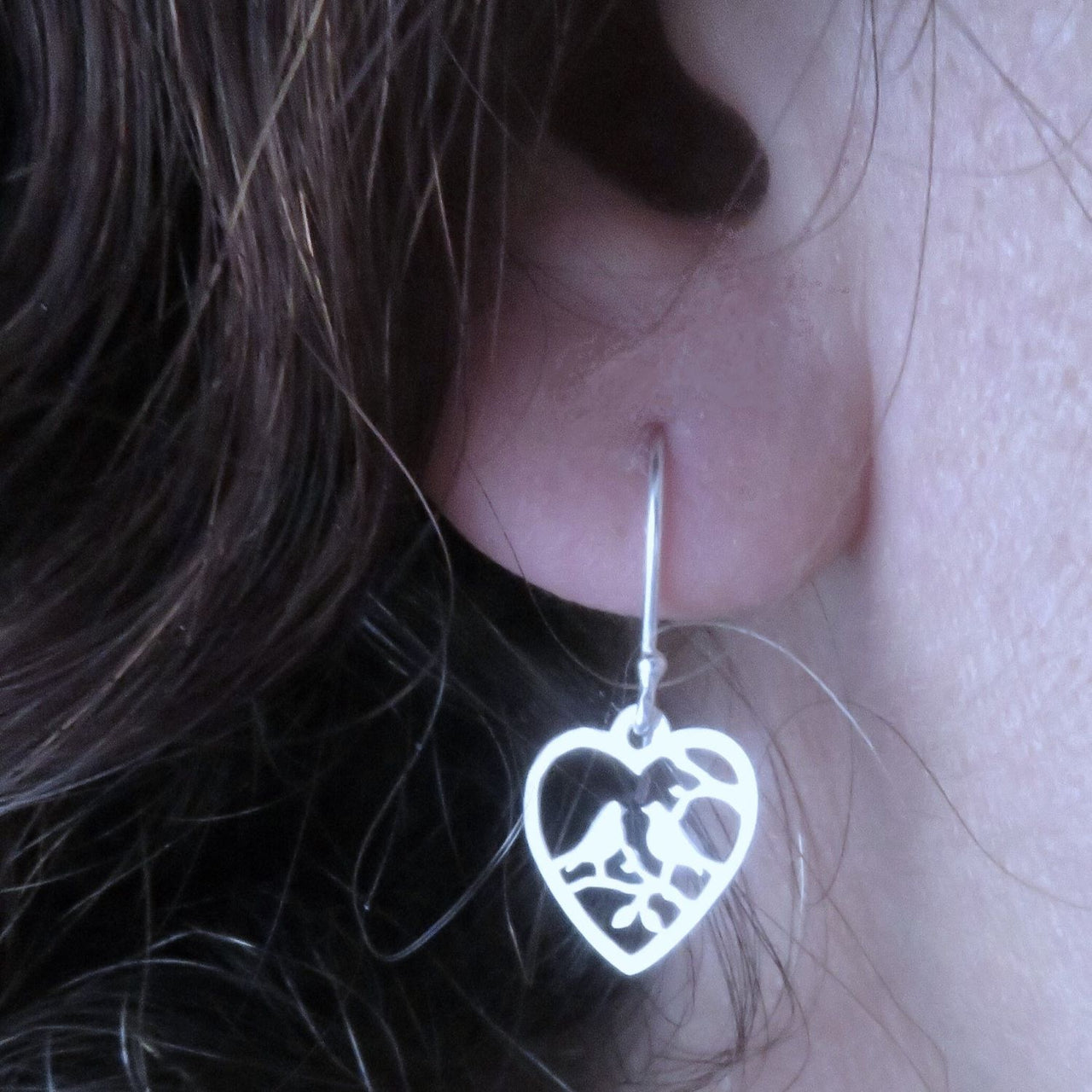 Sterling silver 925 ‘Love Bord’ Heart drop earrings