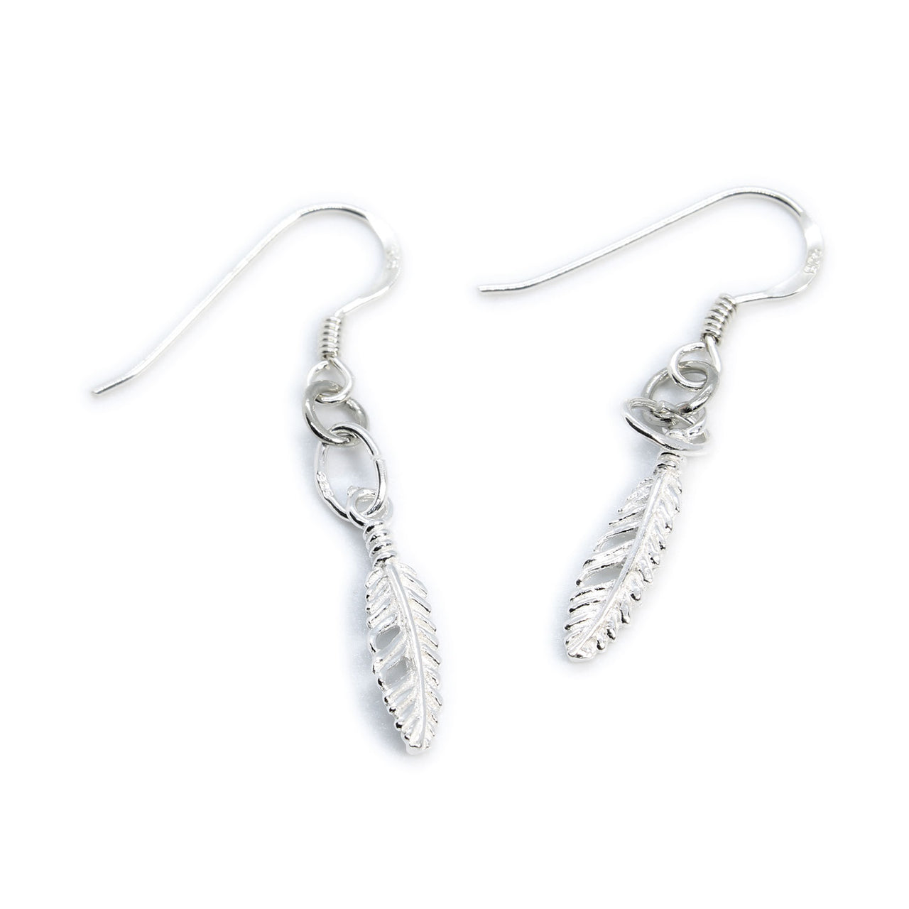 Feather Sterling Silver Hook Earrings