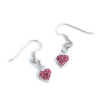 Thumbnail for Sterling Silver Pink CZ Heart Hook Earrings