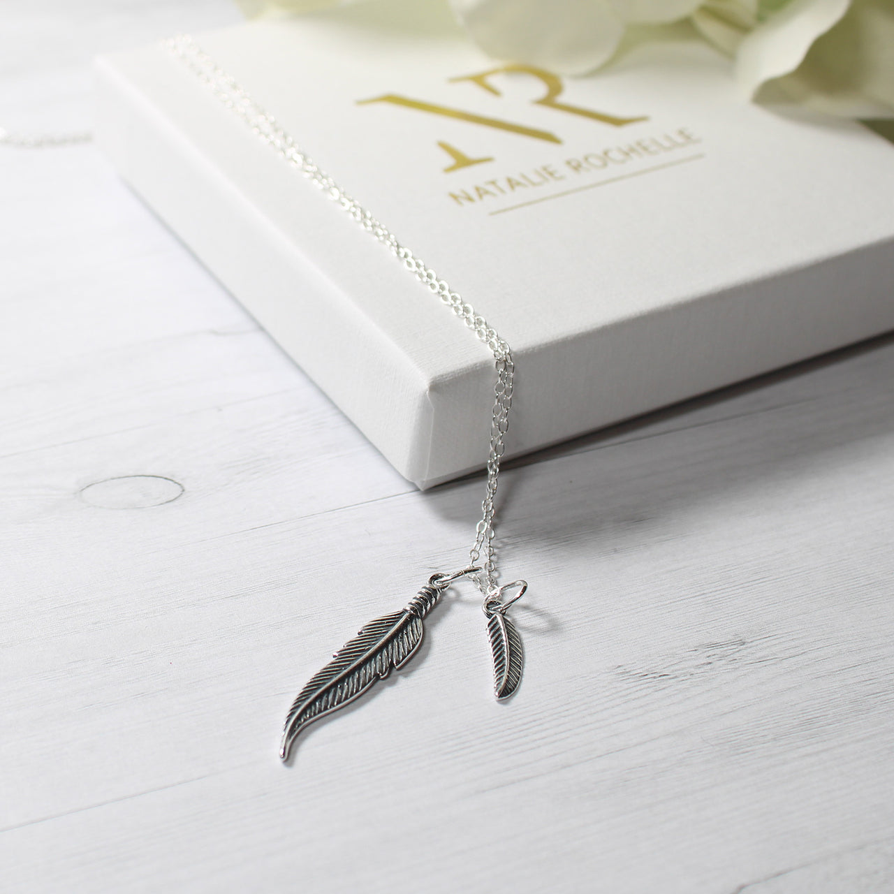 Double Feather Sterling Silver Necklace