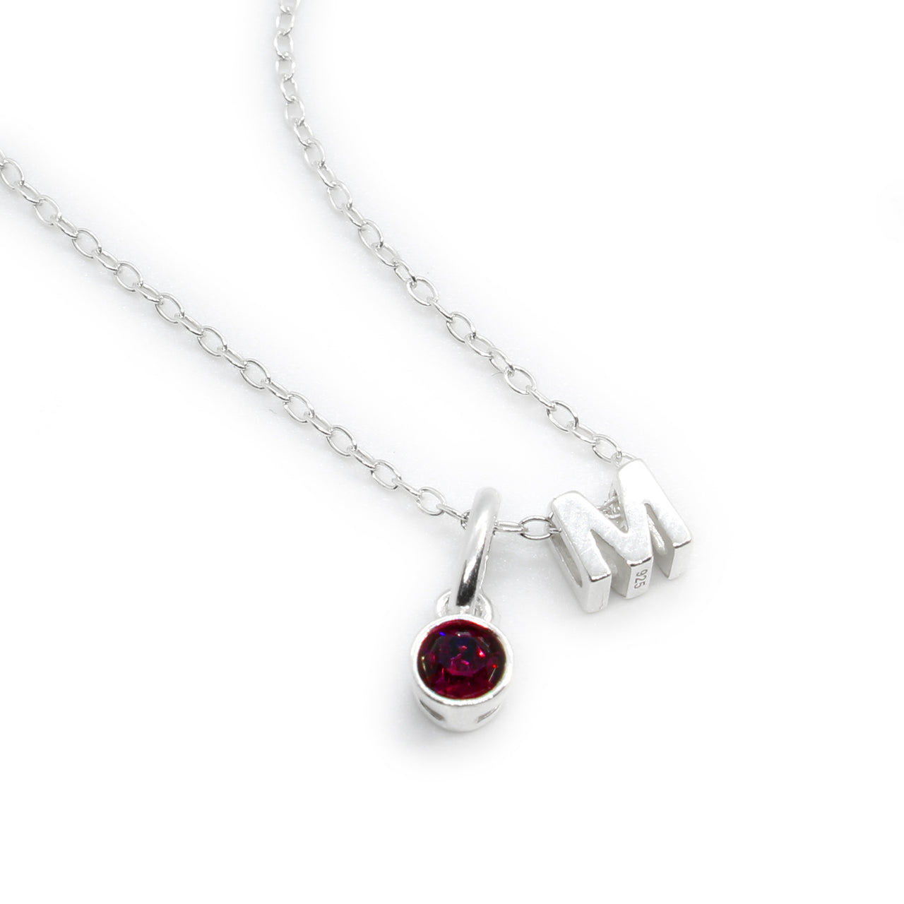 Custom Off Centered Initial Birthstone Necklace | Caitlyn Minimalist