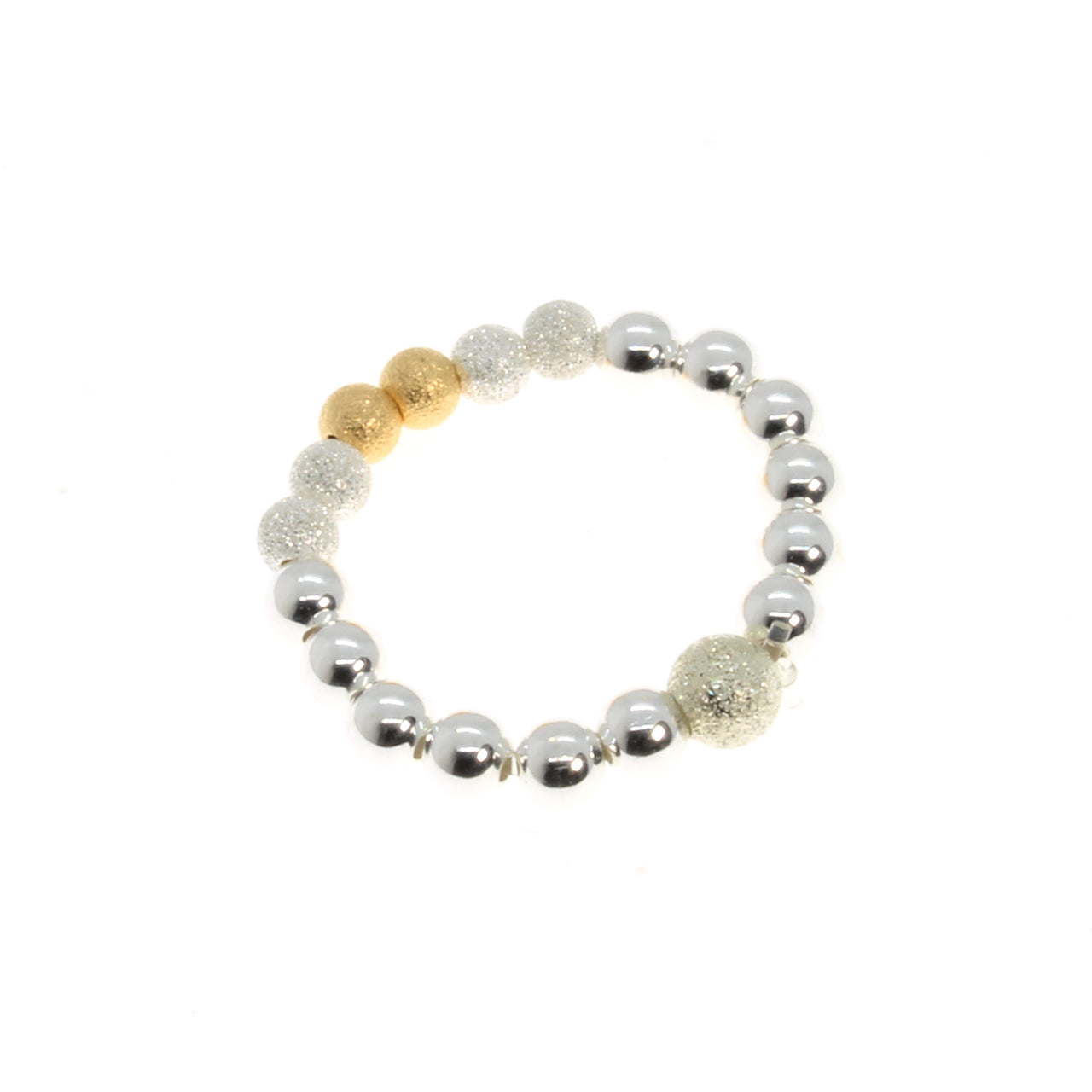 Silver and Gold Beaded Stacking Ring