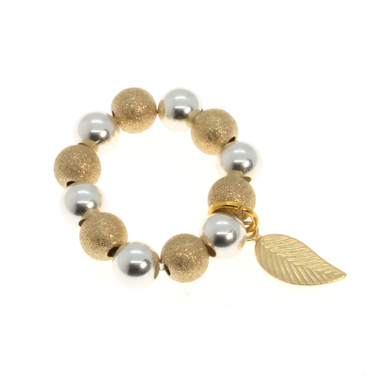 Gold and Silver Leaf Charm Ring