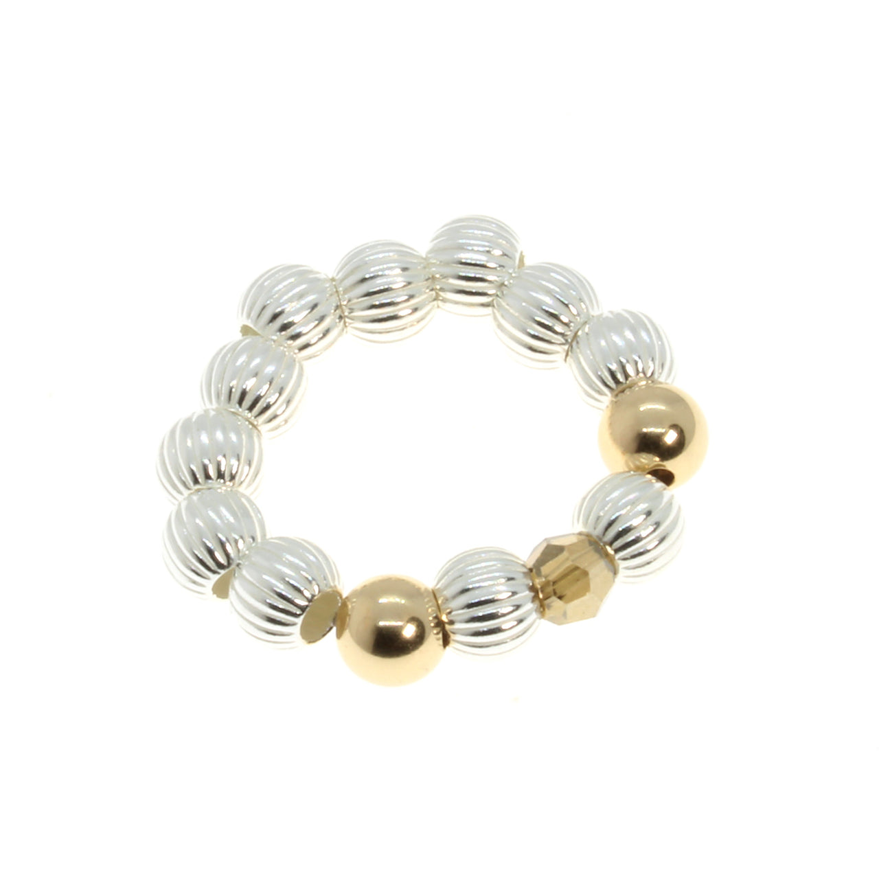Corrugated Sterling Silver and Gold Ring