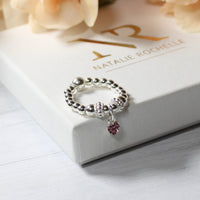 Thumbnail for Delicate Pink Heart Stretch Sterling Silver Ring