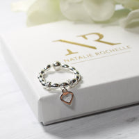 Thumbnail for Sterling Silver Oval Bead Heart Ring