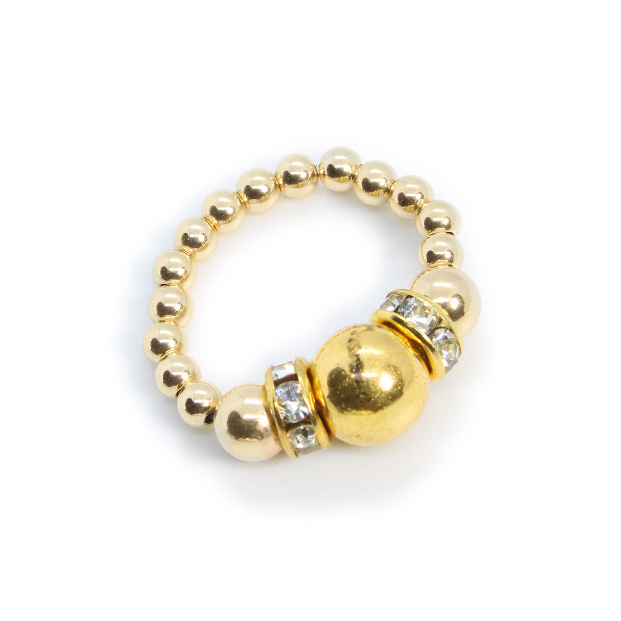 Gold filled Bead Stretch Ring with Fancy Beads