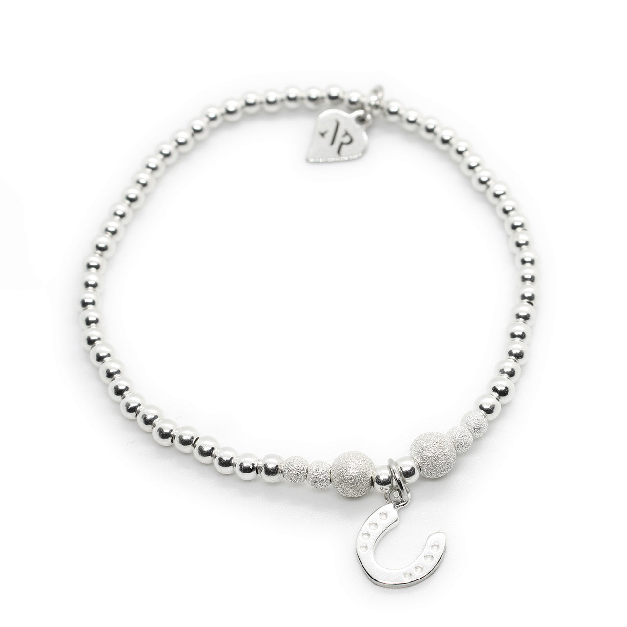 Sterling Silver Stacking Bracelet with Lucky Horseshoe Charm