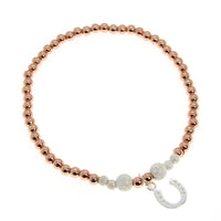 Thumbnail for Rose Gold beaded Bracelet with sterling silver horseshoe charm