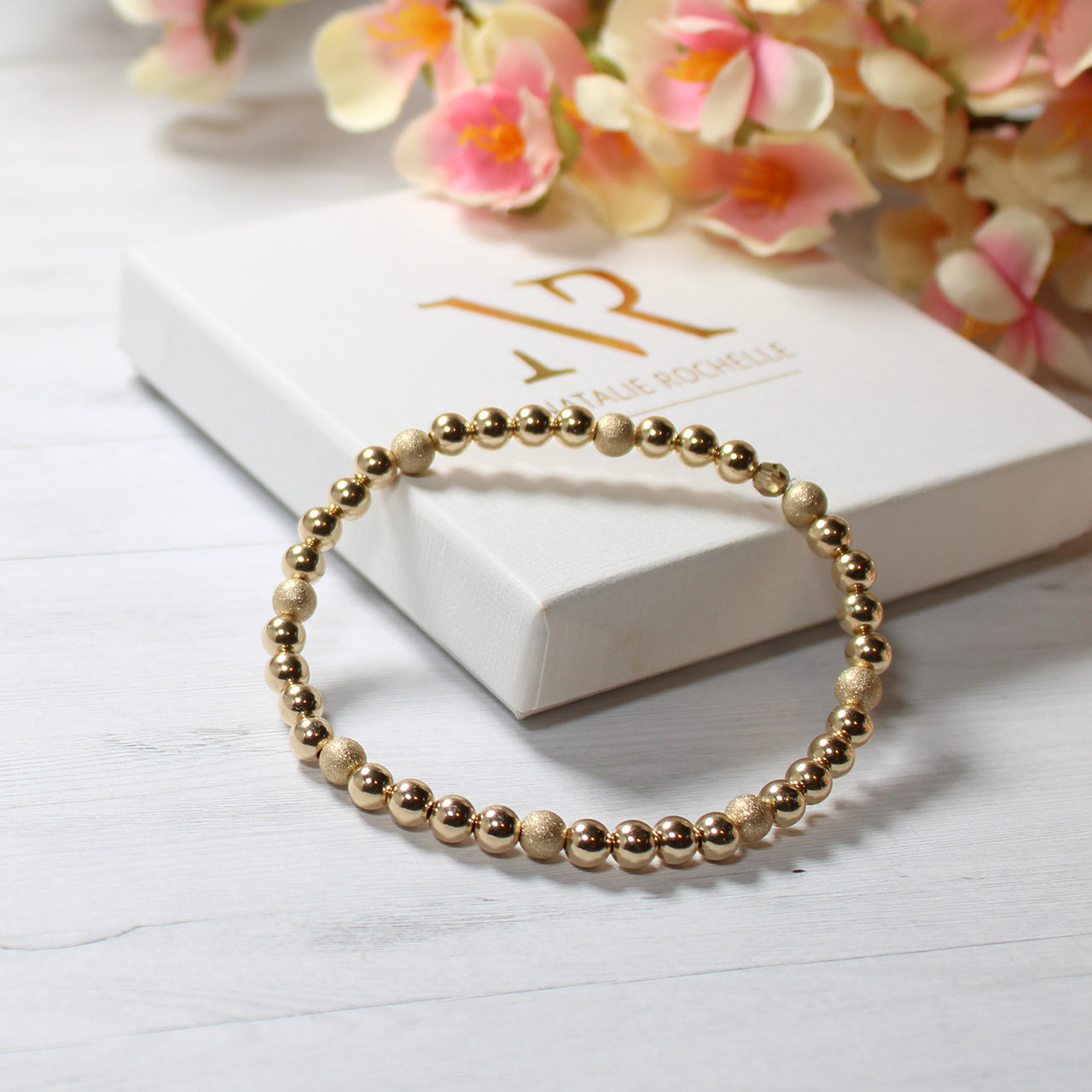 Two Tone Gold Bracelet with Frosted Sparkle Finish