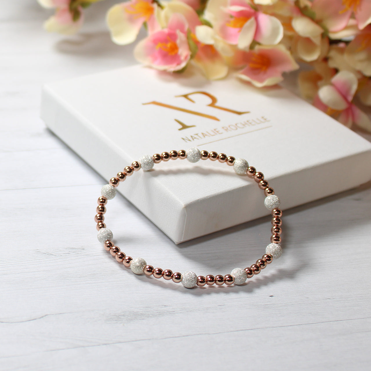 Rose Gold and Frosted Silver Bracelet