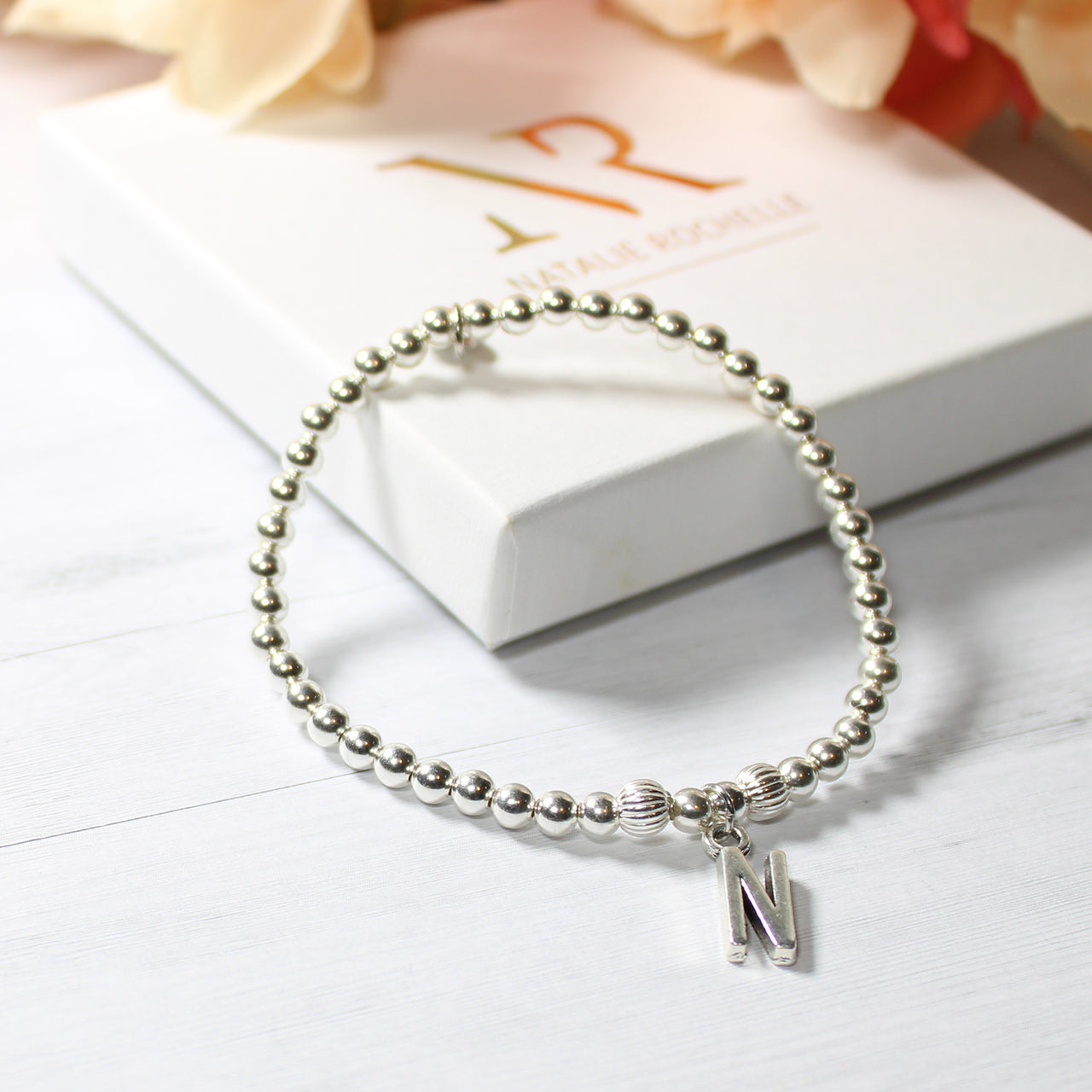 Personalised Sterling silver and Corrugated Initial Bracelet