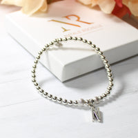 Thumbnail for Personalised Sterling silver and Corrugated Initial Bracelet