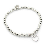 Thumbnail for Sterling Silver Beaded Stacking Bracelet with Hollow Heart Charm