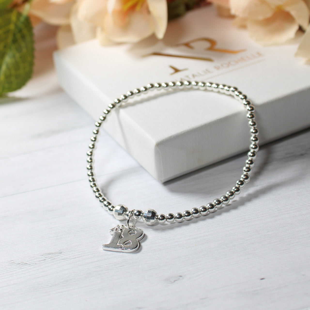 Sterling Silver Stacking Bracelet with 18th Birthday Charm