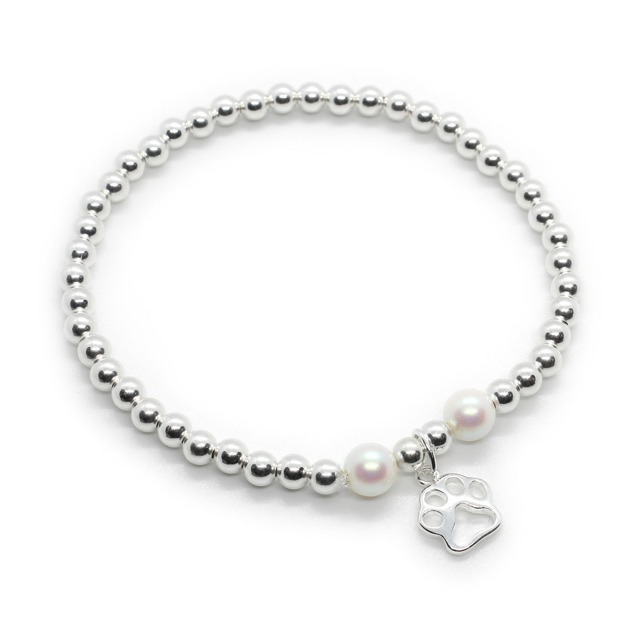 Paw/Pet Loss Sterling Silver and Pearl Bracelet
