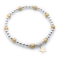 Thumbnail for Sterling Silver and Gold Sparkle Stacking Bracelet