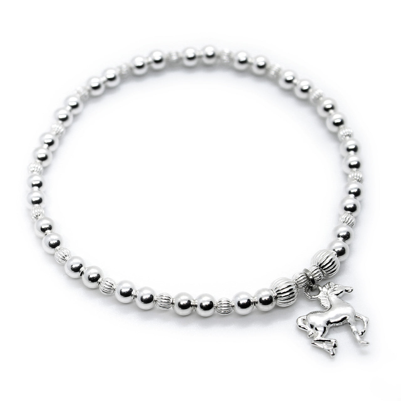 Sterling Silver Beaded Horse Charm bracelet