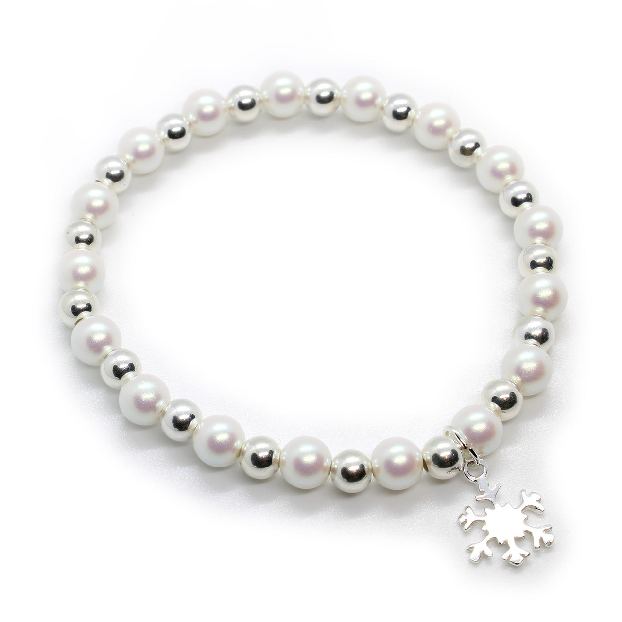 Sterling Silver and Pearl Bracelet with Snowflake Charm