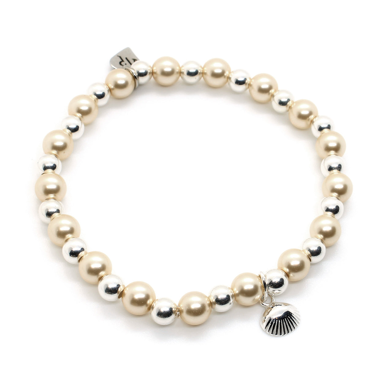 Sterling Silver and Cream Pearl Shell Charm Bracelet