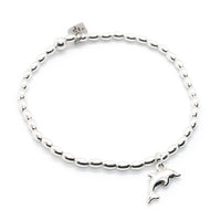 Thumbnail for Sterling Silver Oval Bead Bracelet with Dolphin Charm