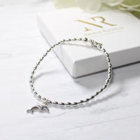 Thumbnail for Sterling Silver Oval Bead Bracelet with Dolphin Charm