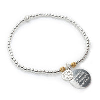 Thumbnail for Sterling Silver Family Tree of Life Motto and Charm Bracelet