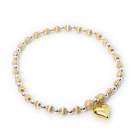 Thumbnail for Sterling Silver and Gold Puff Heart Stacking Bracelet