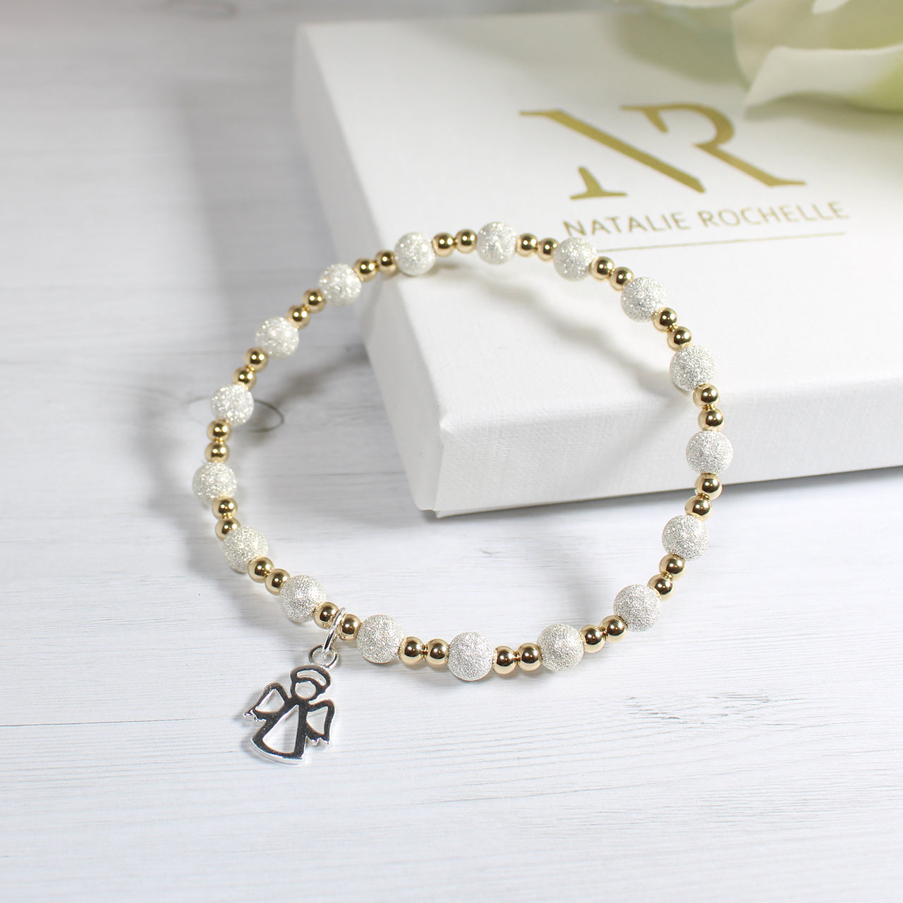 Sterling Silver and Gold Angel Stacking Bracelet