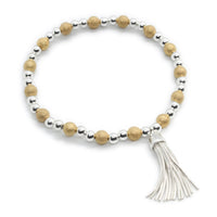 Thumbnail for Silver and Gold Tassel Stacking Bracelet