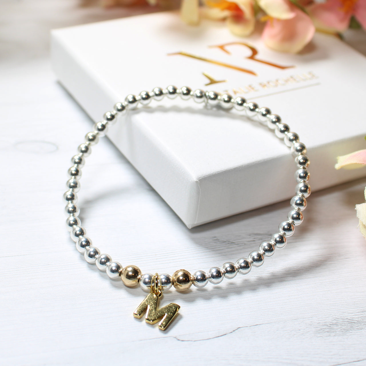 Personalised Sterling Silver and Gold Initial Bracelet