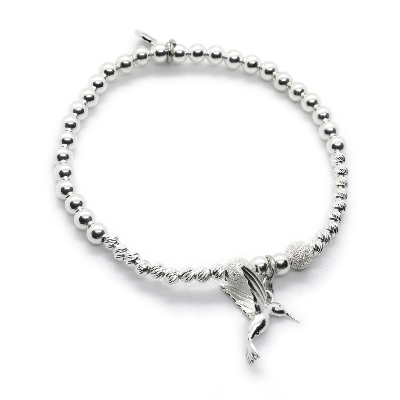 Hummingbird Charm Sterling Silver Bracelet