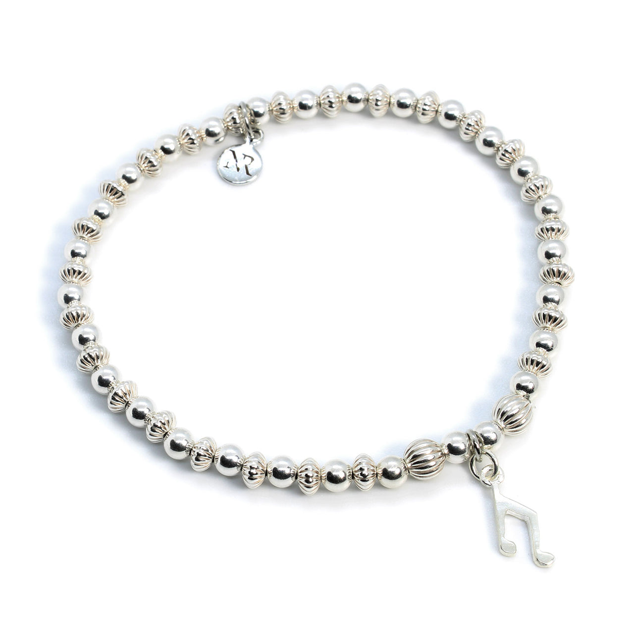 Music Note Charm Sterling Silver Stacking Bracelet
