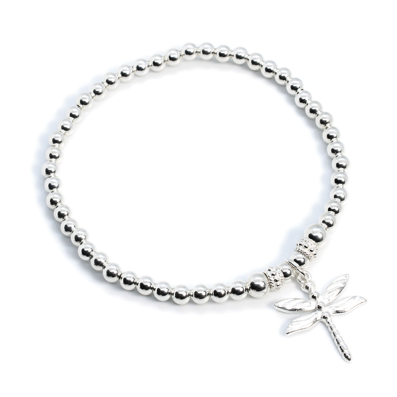 Dragonfly Charm Sterling Silver Stacking Bracelet
