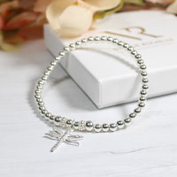 Thumbnail for Dragonfly Charm Sterling Silver Stacking Bracelet