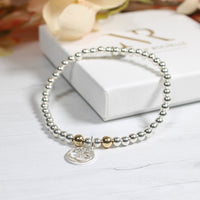 Thumbnail for Ohm Symbol Charm Sterling Silver/Gold Stacking Bracelet