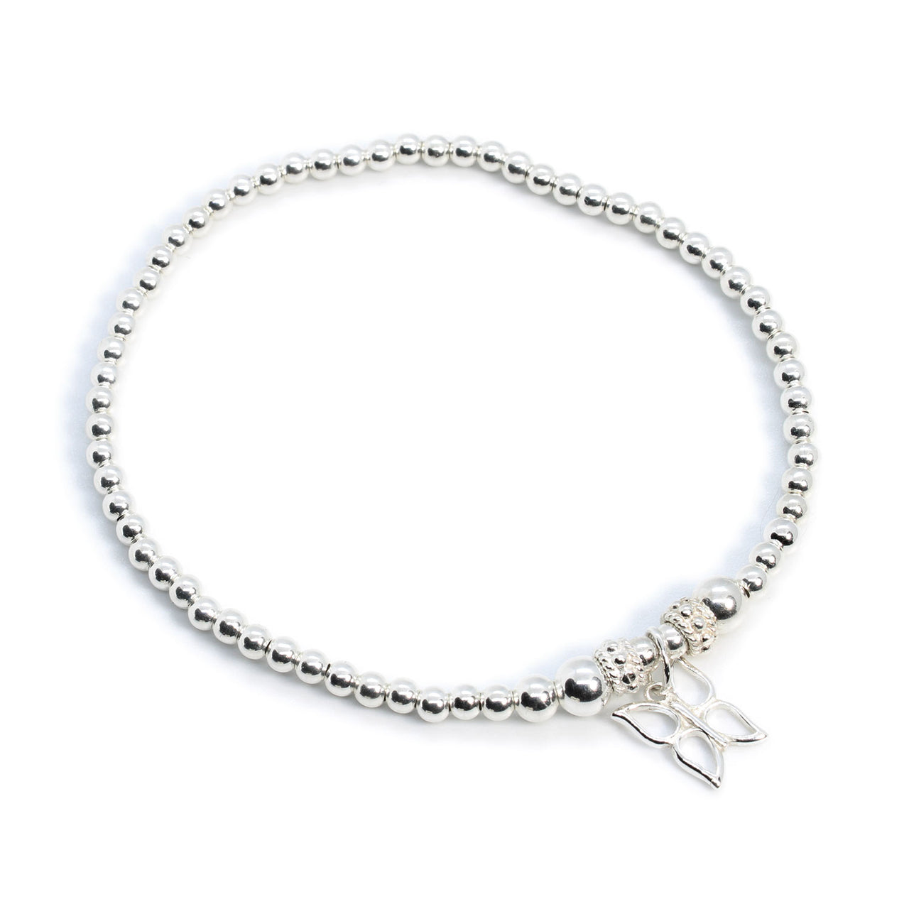 Butterfly Charm Sterling Silver Stacking Bracelet