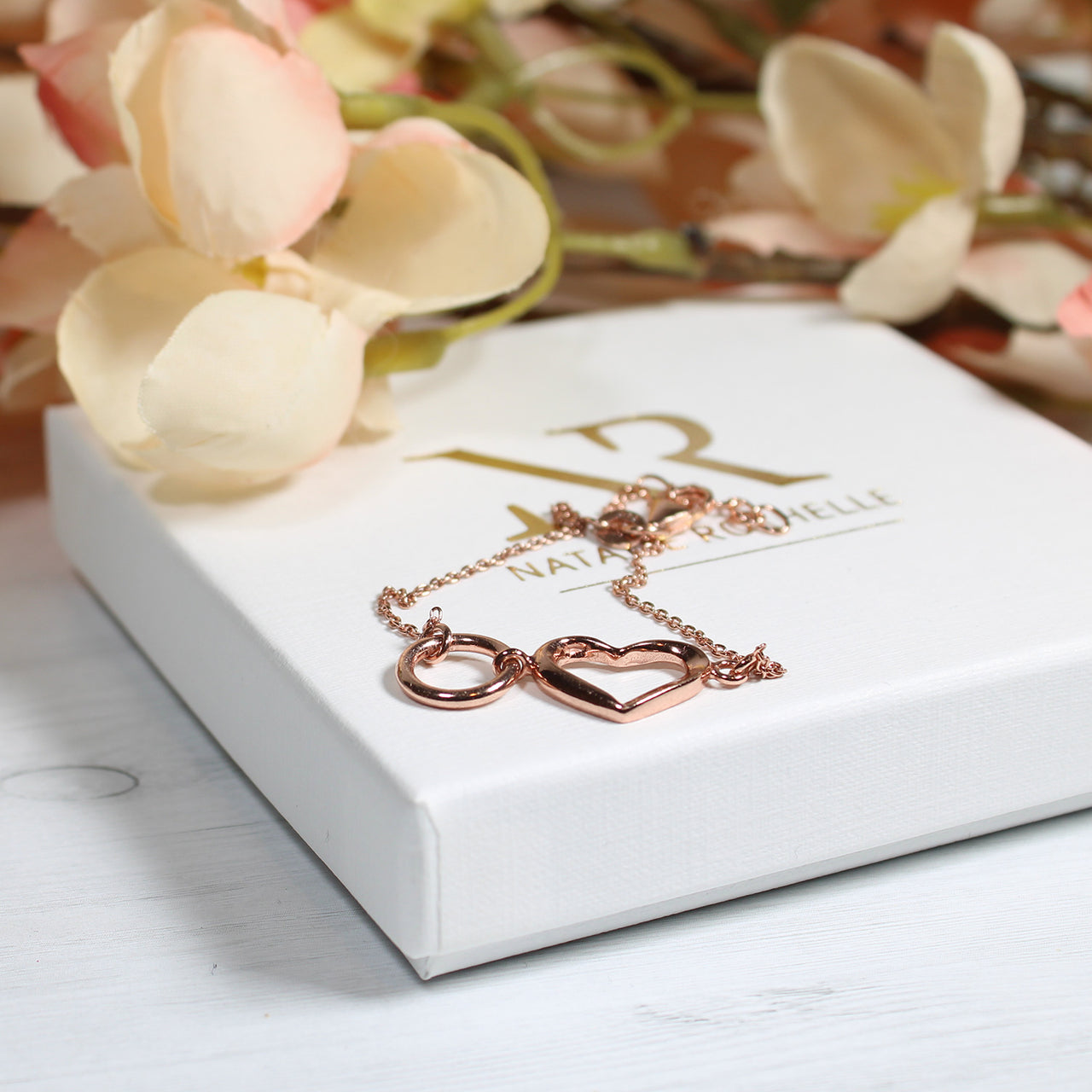 Rose Gold small heart and ring Bracelet