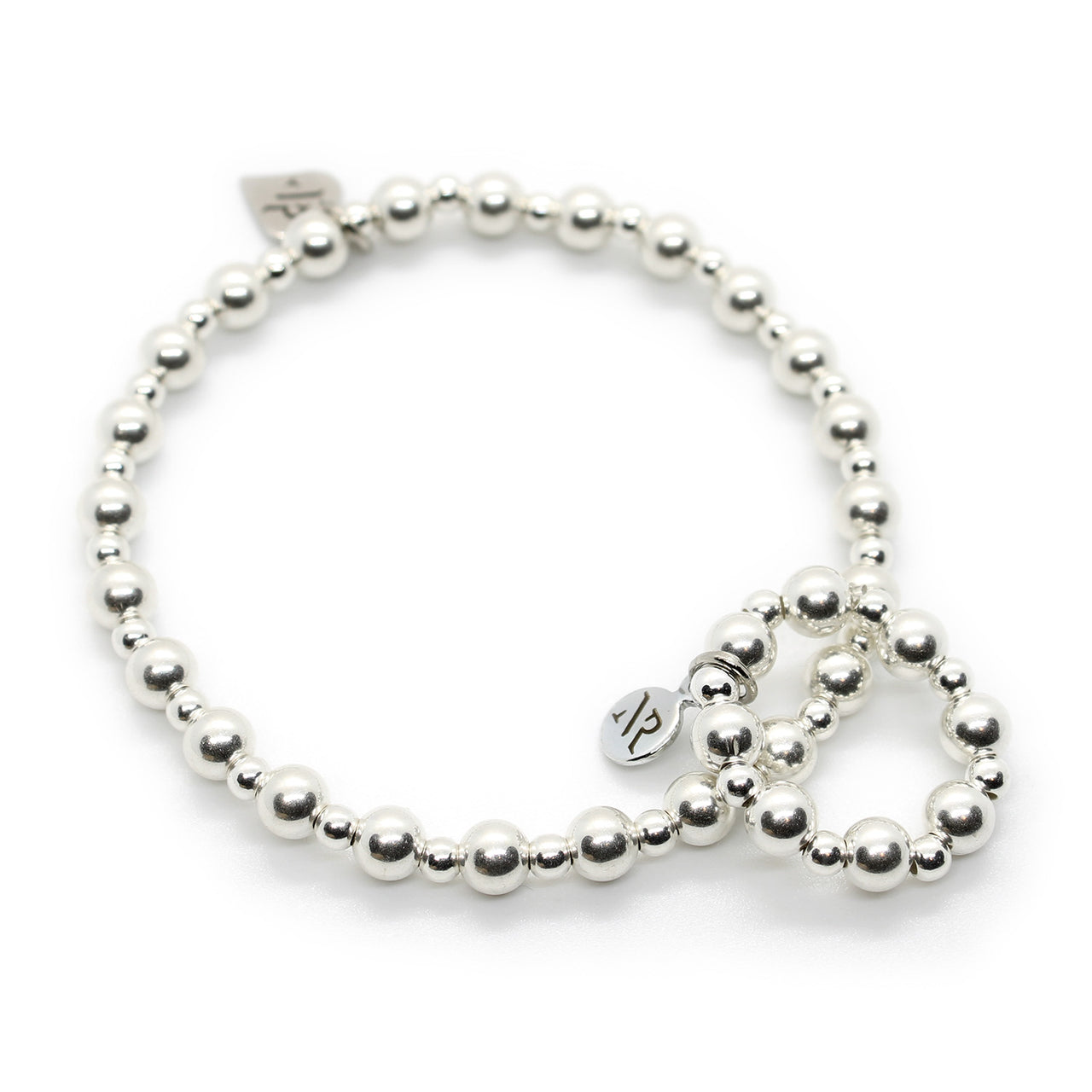 Classic Stretch Sterling Silver Stacking Bracelet and Ring Set
